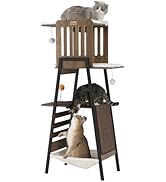 FourFurPets Modern Cat Tree, 58-Inch Cat Tower for Large Cats, Maine Coon Cat Tree with Scratchin...