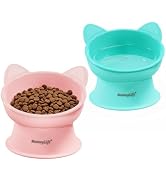 MateeyLife Elevated Cat Bowls, 2P Raised Food and Water Bowl Set for Indoor Cats & Small Dogs, Wh...