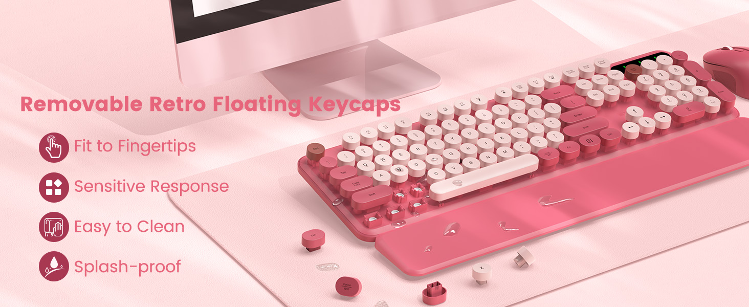 Floating round keycaps are detachable and more waterproof