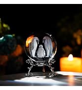 ZEERSHEE 60mm Crystal Penguins Decorative Balls 3D Laser Engraved The Penguin Family Paperweight ...