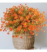 YGbridge Artificial Fall Flowers Outdoor, 12 Bundles Outside Faux Mums Fake Greenery UV Resistant...