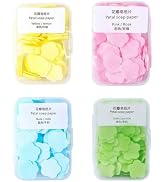 4 Boxes Paper Soap, 4 Random Different Scented Mini Portable Disposable Petal Hand Wash Sheets, D...