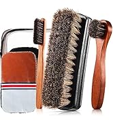 6 Pcs Horsehair Shine Shoes Brush Kit Polish Dauber Applicators Cleaning Leather Shoes Boots Care...