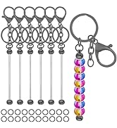 8Pcs Beadable Keychains Bars,DIY Keychains Bars Metal Beaded Keychain Blanks Keychain Bars Keycha...