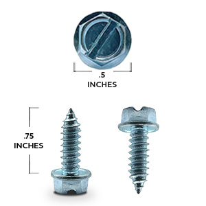 Measurement Card, #14 Screw, 3/4" screw, License Plate Screw