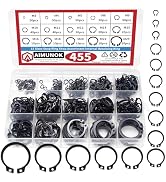 AIMUNOK 455Pcs External Retaining Rings Snap Rings Assortment Kit, External C-Clip Set Carbon Ste...