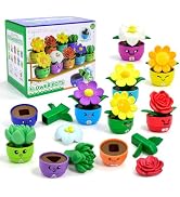 Ninigai Montessori Bloom & Learn Garden Toys - Toddler Gardening Matching Set with 10 Shape & Col...