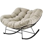 JEAREY Outdoor Papasan Rocking Chair, Oversized Patio Rocker, Comfy Egg Chair for Bedroom, Living...