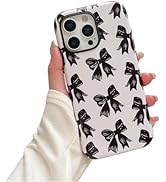 QLTYPRI Case for iPhone 16 Pro Max, Aesthetic Black Ribbon Bow Phone Case for Girls Women, Protec...