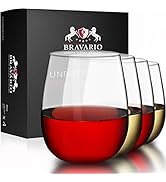 Bravario Unbreakable Stemless Plastic Wine Glasses | Reusable | Shatterproof 100% Tritan Plastic ...