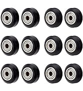 OLYCRAFT 12Pcs 2 Style 3D Printer Wheel Black Polycarbonate Pulley Wheels Pulley 625zz Linear Bea...