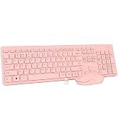 Wireless Keyboard and Mouse Combo - Rii Standard Office PC Keyboard and Optical Wireless Mice (Pink)