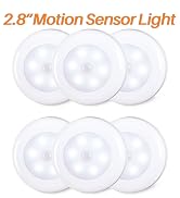 STAR-SPANGLED 6 Pack 2.8” Motion Sensor Lights Indoor AAA Battery Operated, Stick on LED Puck Lig...