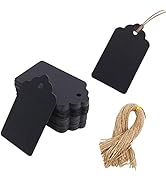 SallyFashion 100pcs Black Paper Gift Tags with Free 100 Root Natural Jute Twine ( Water Ripple )