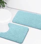 Buganda Microfiber Bathroom Rugs Set 2 Pieces - Shaggy Soft Bath Mat & U-Shaped Toilet Rug, Non-S...