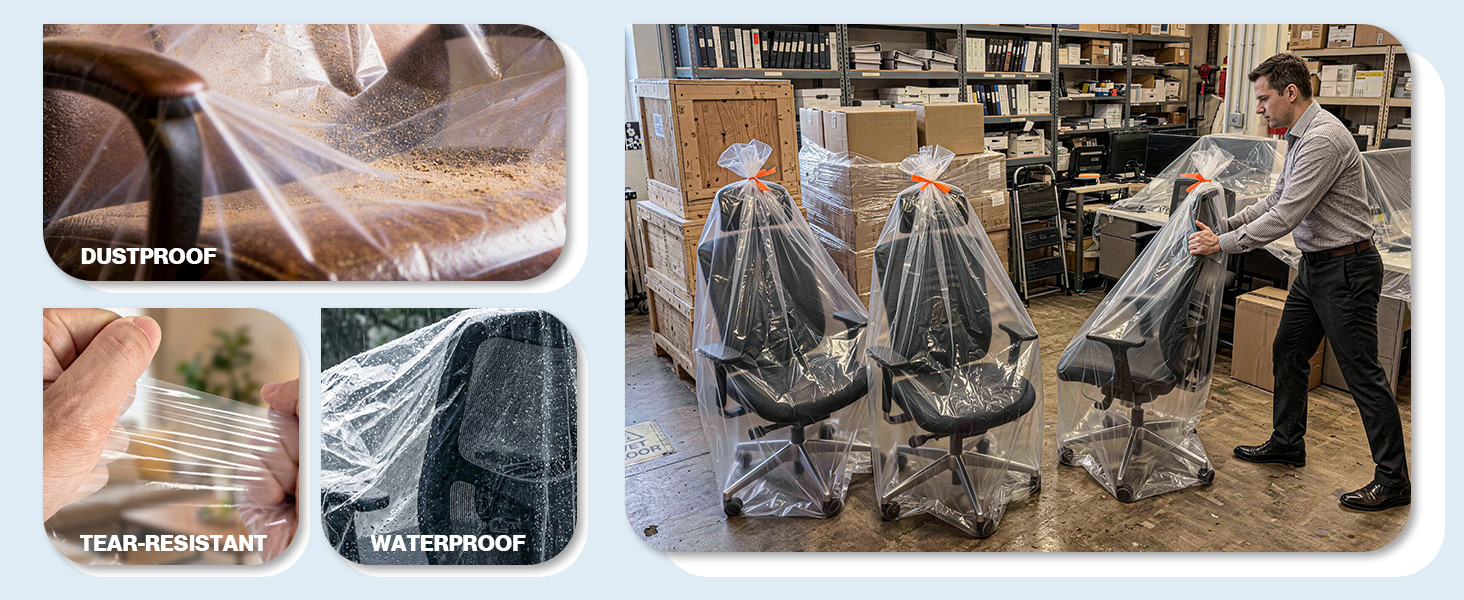 Giant jumbo clear bag for moving: pack couch, stroller, and furniture covers.