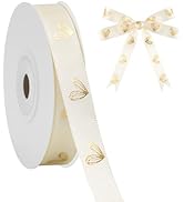 KINGLAKE Valentine's Day Ribbon Ivory - 1/2'' x 20 Yds Ivory Heart Satin Ribbon for Gift Wrapping...