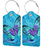 2 Pack Luggage Tag for Suitacase, Cute Unique Leather Suitcase Tags Identifiers with Privacy Name...