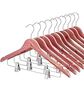 TOPIA HANGER American Red Cedar Wooden Hangers with Adjustable Metal Clips and 360° Swivel Hook, ...
