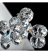 Dowarm 300 Pieces 6mm Briolette Crystal Glass Beads for Jewelry Making, Rondelle Crystal Beads fo...