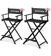 BYOOTIQUE 28" Height Tall Director Chair Folding Artist Makeup Salon 2 Pack