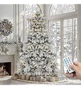 YITAHOME 6ft Prelit Canaan Fir Snow Flocked Christmas Tree with Remote | Artificial Hinged Christ...