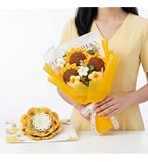 Oawenhe Handmade Crochet Sunflower Bouquet – Never-Wilt Comfort Gift for Her, Sympathy & Encourag...