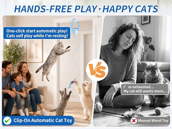 VOXGET Interactive Cat Toys Automatic Fly Feather Wand Indoor Bored Kittens Self Play Hang Toy Chase