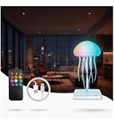 TSKVT Voice-Activated Bionic Jellyfish Lamp, Bionic Dancing Whiskers - Remote Control RGB Gradien...