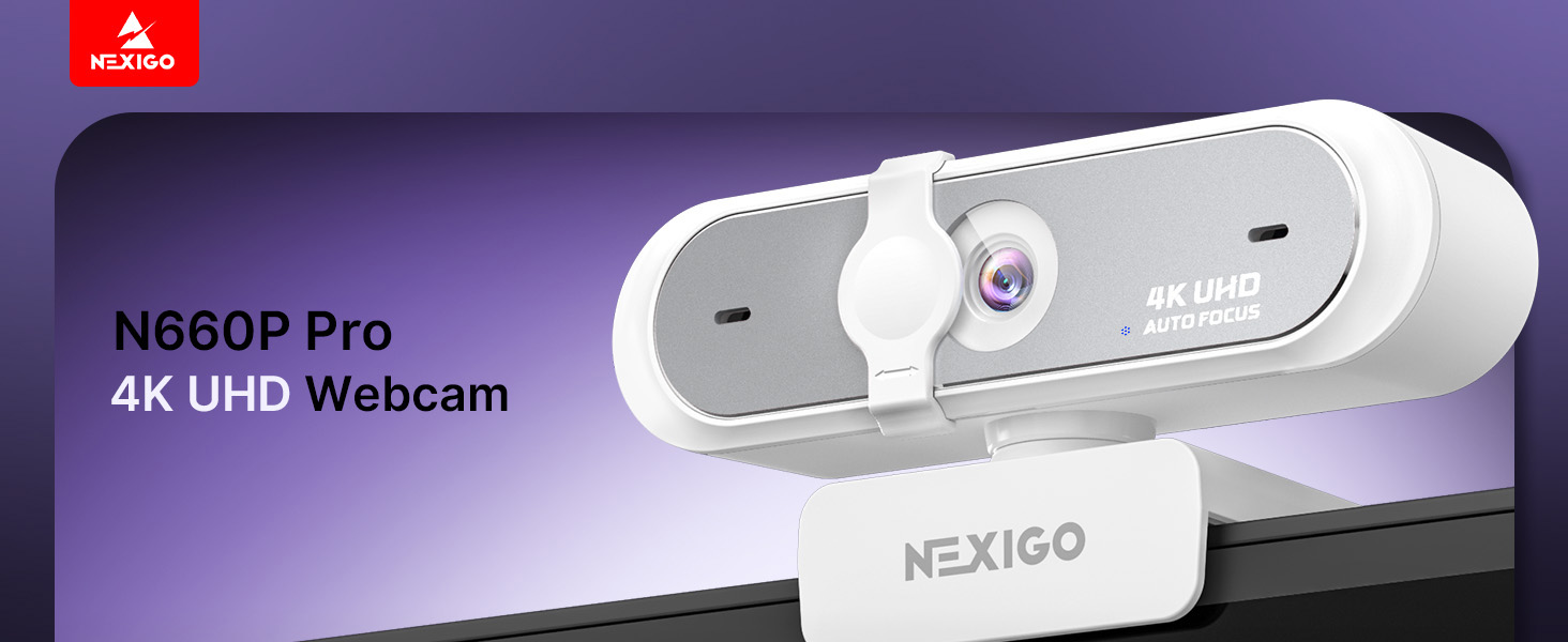 The N660P Pro 4K UHD webcam is mounted on a desktop computer.