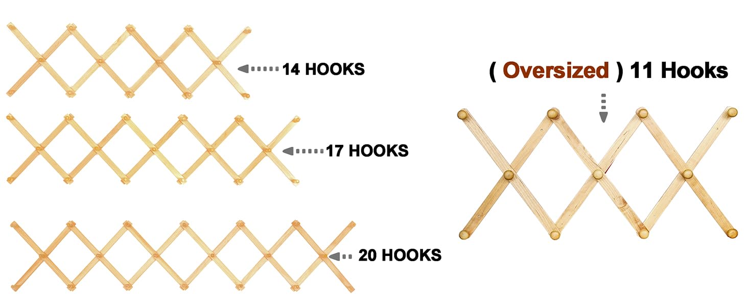 A vintage-colored coat rack with multi-hooks, the pegs is long and great for hanging baseball caps