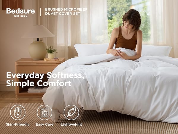 Bedsure Duvet Cover Soft Double Brushed Bedding Set for Kids Adults Zipper Closure NO Comforter