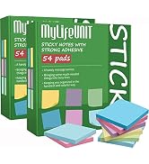 MyLifeUNIT Sticky Notes 3x3, Bulk Pack 108 Note Pads 10800 Sheets for Daily Reminder, Self-Stick ...