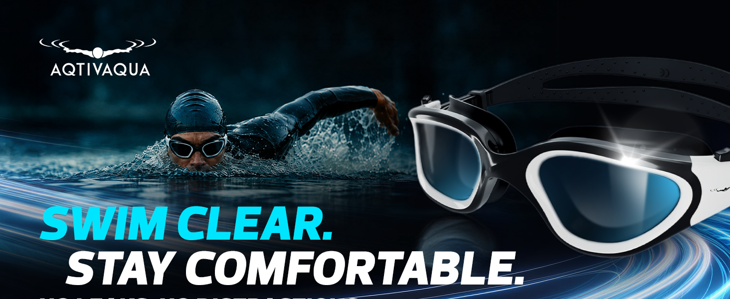 AqtivAqua swim goggles for clear vision, comfort, no leaks, and anti-fog performance
