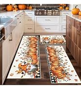 Ileading Fall Kitchen Rugs Set of 3 Pieces, Washable Kitchen Floor Mats with Non-Slip Rubber Back...