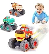 iPlay, iLearn 3PCS Monster Truck Toy, Baby Pull Back Car, Push Go Animal Trucks, Friction BigWhee...