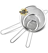 Walfos Fine Mesh Strainers Set, Premium Stainless Steel Colanders and Sifters, with Reinforced Fr...