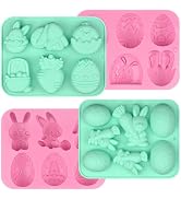 Actvty 4 Pack Easter Chocolate Molds, Bunny Half Egg Shaped Non-stick Silicone Molds for DIY Choc...