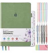 DazSpirit Bible Study Journal Set, Christian Bible Study Kit with Guided A5 Journal, 11 Pens, Sti...