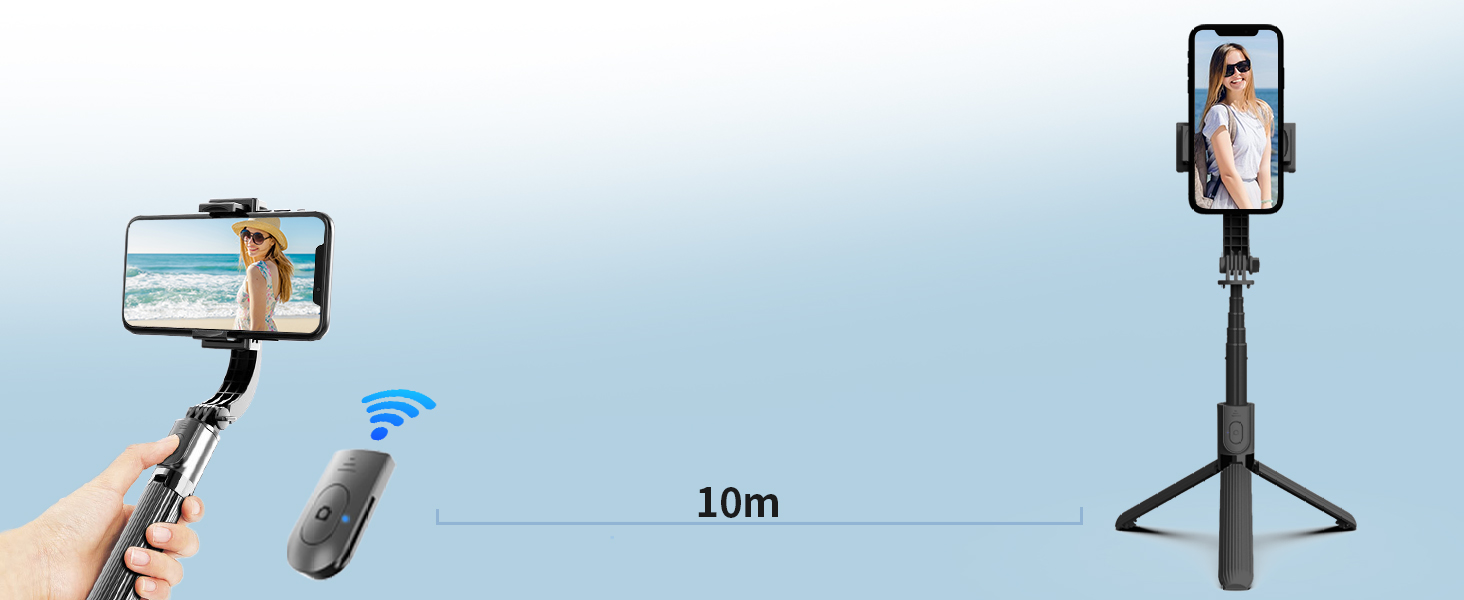 Selfie Stick Head Stabilizer, 360° Swivel Tripod with Wireless Remote, Portable Cell Phone Holder