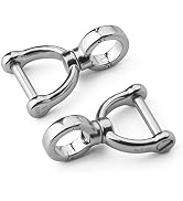 TISUR D-Rings with Screw Shackle Horseshoe U Shape Key Ring DIY Leather Craft Purse 2 pcs