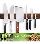 Premium 16 Inch Dark Walnut Wood Magnetic Knife Holder – Professional Wooden Magnetic Knife Strip...