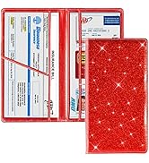Car Registration and Insurance Card Holder, Vehicle License Document Glove Box Compartment Organi...
