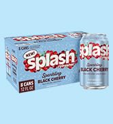 Splash Refresher Sparkling Water, Black Cherry - 8-Pack, 12 Fl Oz Cans - Flavored Carbonated Selt...