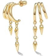 MUMREUES Gold Earrings for Women Trendy 14K Gold Plated Dangle Earrings Small Hoop Huggie Drop St...