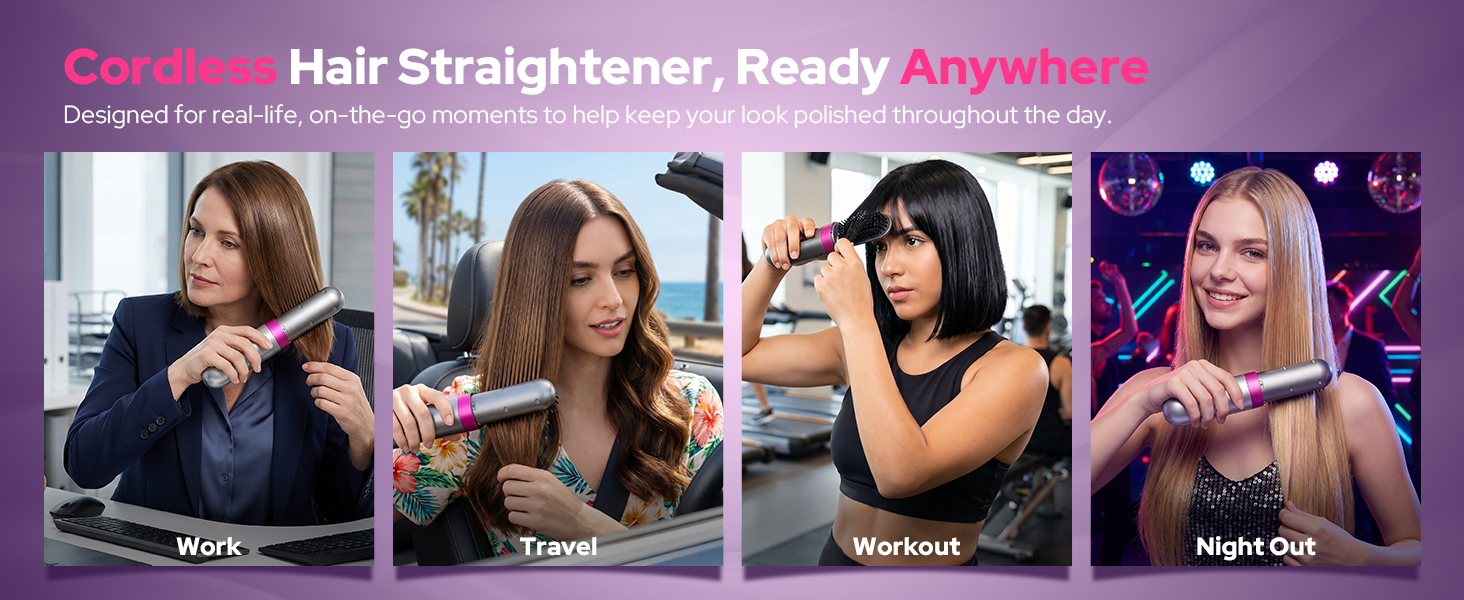 portable hair straightener brush