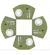 GIVERARE Placemats Set of 4 Round, Wedge Shaped Heat-Resistant Woven Vinyl Placemat 12x18in, Non-...