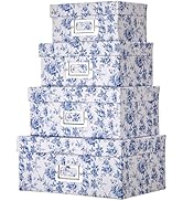 Briful Blue and white Porcelain Storage Boxes, Photos Storage Boxes with Lids 4 in 1 Set Water-pr...