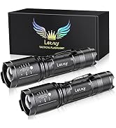 LETMY LED Tactical Flashlight S2000 PRO - 2Pcs Ultra Bright High Lumens LED Flashlights - Zoomabl...
