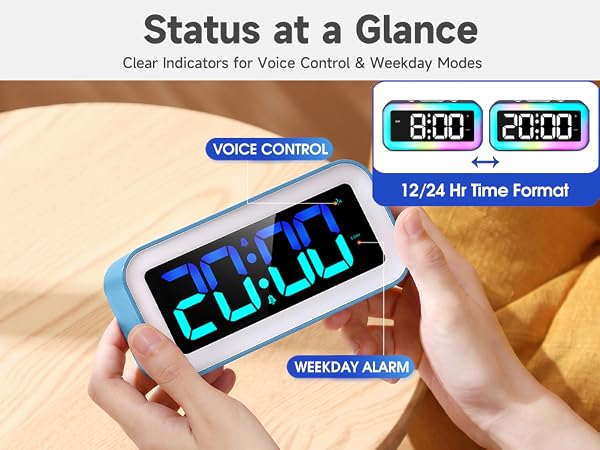 digital clock screen icons weekday mode 12 24 hour time format military time switch